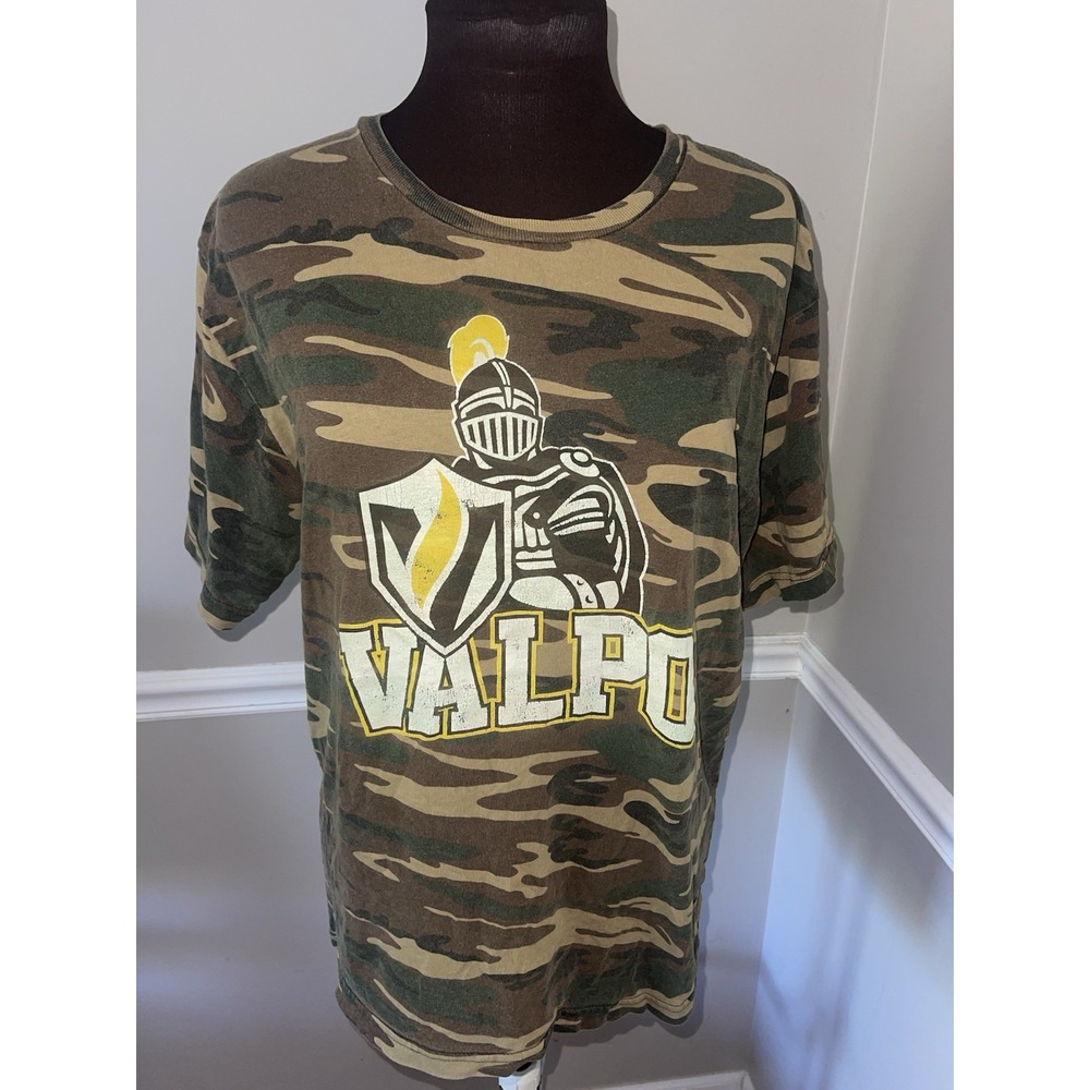 Vintage Valpo University Camo‎ T Shirt Mens Sz L